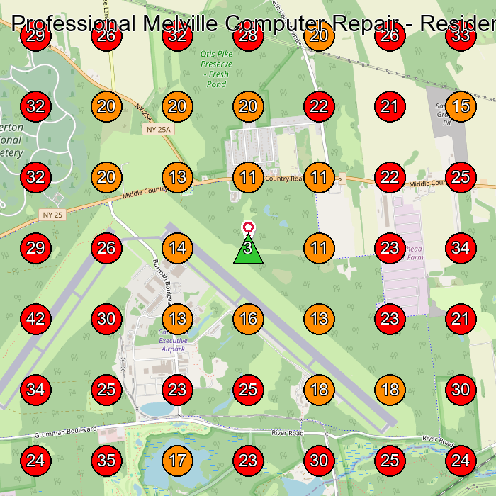 Professional Melville Computer Repair - Residential & Commerical GeoGrid visibility map for Computer Repair Service in None